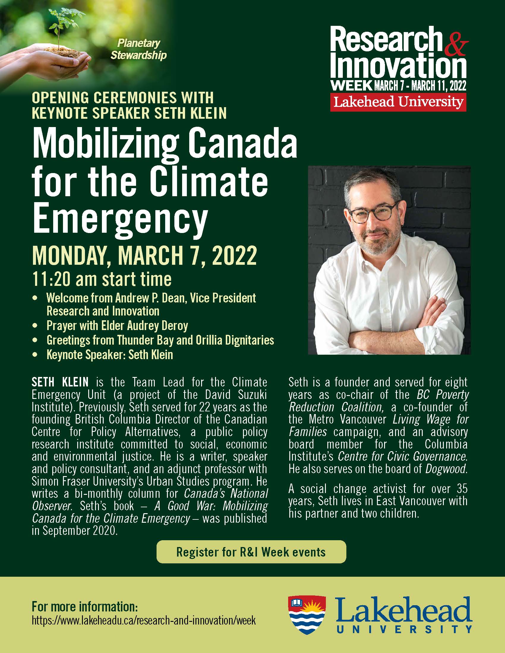 Opening Ceremonies With Keynote Speaker Seth Klein: "Mobilizing Canada ...